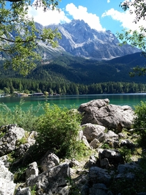Lake Eibsee and Zugspitze Alps Germany 