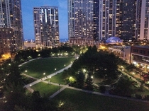 Lake Shore East Park at night Chicago Illinois 