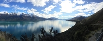 Lake Wakatipu outside of Queenstown NZ looking towards pig and pigeon island 