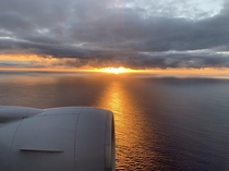 Landing on Oahu at sunset