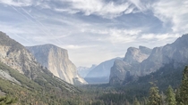 Landscape shot of Yosemite CA with half done looming in the background OC  x 