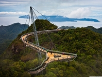 Langkawi Sky Bridge in Langkawi Island Malaysia - is a m long curved pedestrian cable-stayed bridge and m above sea level 