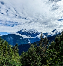 Langtang Mountain seen on the way to GosainKunda Lake located at an altitude of m in Nepal 