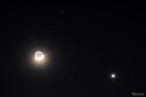 Last nights conjunction between the crescent moon Venus and Mars 