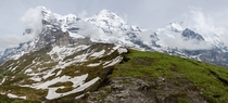 Late afternoon clouds forming on Eiger Mnch and Jungfrau -