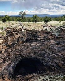 Lava tube disappearing underground- New Mexico 