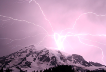 Lightning on top of Mt Rainier WA 