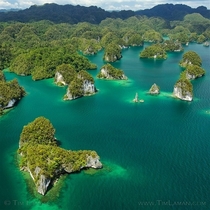 Limestone islets of Kabui Bay Indonesia  x 