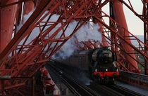 LNER Class A  locomotive Flying Scotsman crossing the Forth Rail Bridge May  