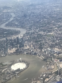 London skyline view approaching Heathrow