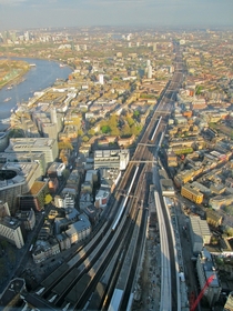 Londons rail yard from  in the sky The Shard 