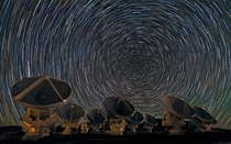 Long exposure image of the Atacama Large Millimeter Array 
