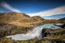 Long exposure of the Salto Grande waterfall in Torres del Paine NP Chile 