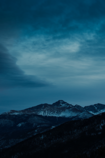 Longs Peak on a cold winter evening 
