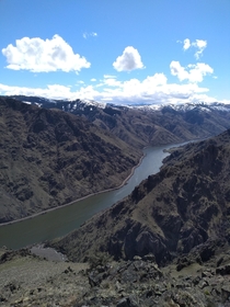 Looking down at the Snake River in Hells Canyon yesterday 