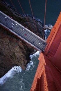 Looking down from the Golden Gate Bridge