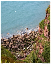 Looking down onto the wave beaten shorelines of St Bees Head Cumbria UK x 