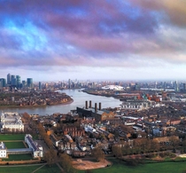 Looking down the River Thames from Greenwich London