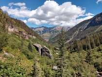 Looking down the valley from Bear Creek Falls near Telluride CO 
