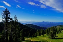 Looking into California from Mt Ashland in Southern Oregon Mt Shasta in the distance OC x