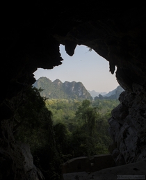 Looking out of a cave on Cat Ba Island 