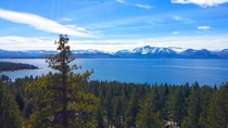 Looking out over Lake Tahoe from Round Hill Village above Zephyr Cove NV 