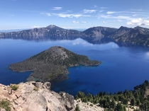 Looking over Crater Lake Oregon USA 