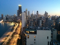Looking south to downtown Chicago  floors above Lake Shore Drive 