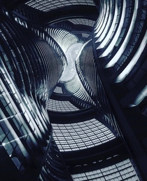 Looking up at the Leeza SOHO building in Beijing 