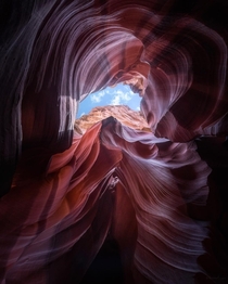 Looking up in Antelope Canyon 