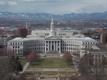 Looking west from the dome of the Colorado State Capitol in Denver 