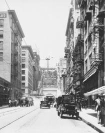 Los Angeles ca  view of the Angels Flight funicular looking west on Third Street toward the corner of Hill Street 