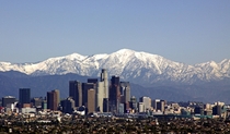 Los Angeles California framed by the snowy San Gabriel Mountains A slightly different view than the usual palm trees and beaches 