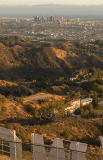 Los Angeles Downton and the Hollywood sign from Mt Lee
