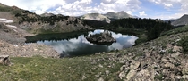 Lost Lake near Buena Vista Colorado Sits just east of the Continental Divide south of Cottonwood Pass Its an easy swim to the island too OC 