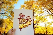 Love the yellow leaves beautiful paper-cut art