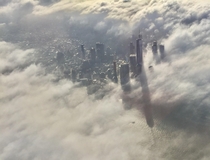 Lower Manhattan bathed in clouds 