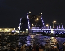 Main St Petersburg drawbridge at midnight