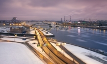 Malookhtinsky Bridge one of  bridges in Saint Petersburg  Russia 