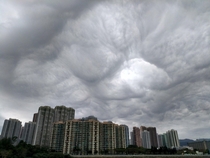 Mammatus clouds above the city of Ma On Shan in Hong Kong 