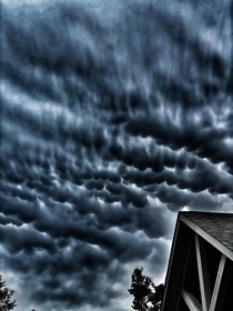 Mammatus clouds over my house Texas 