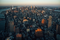 Manhattan at sunset seen from One World Observatory