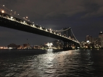 Manhattan Bridge in moonlight