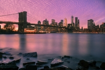 Manhattan dusk from Brooklyn Bridge Park 