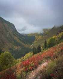 Maroon Bells  pass loop- foggy hiking during our backpacking trip a few years ago  x