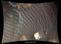 Martian sand moving under Curiosity