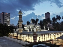 Masjid Jamek in the heart of Kuala Lumpur Malaysia  As viewed from the Monorail station of the same name