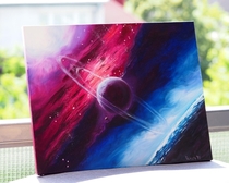 Massive space fan here painted an imaginary planet in outer space  Hope you like it