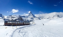 Matterhorn and Gotthard Bahn train in Switzerland 