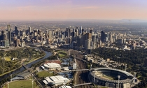 Melbourne Australia from a helicopter